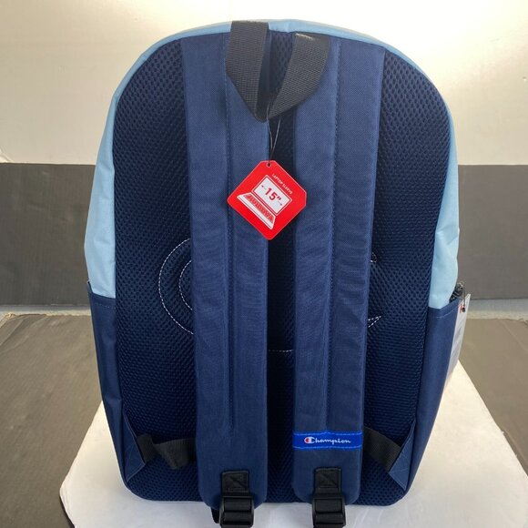 Champion 15” Backpack Navy Blue‎ cript Logo,Laptop Sleeve,Padded Straps New - Picture 2 of 16